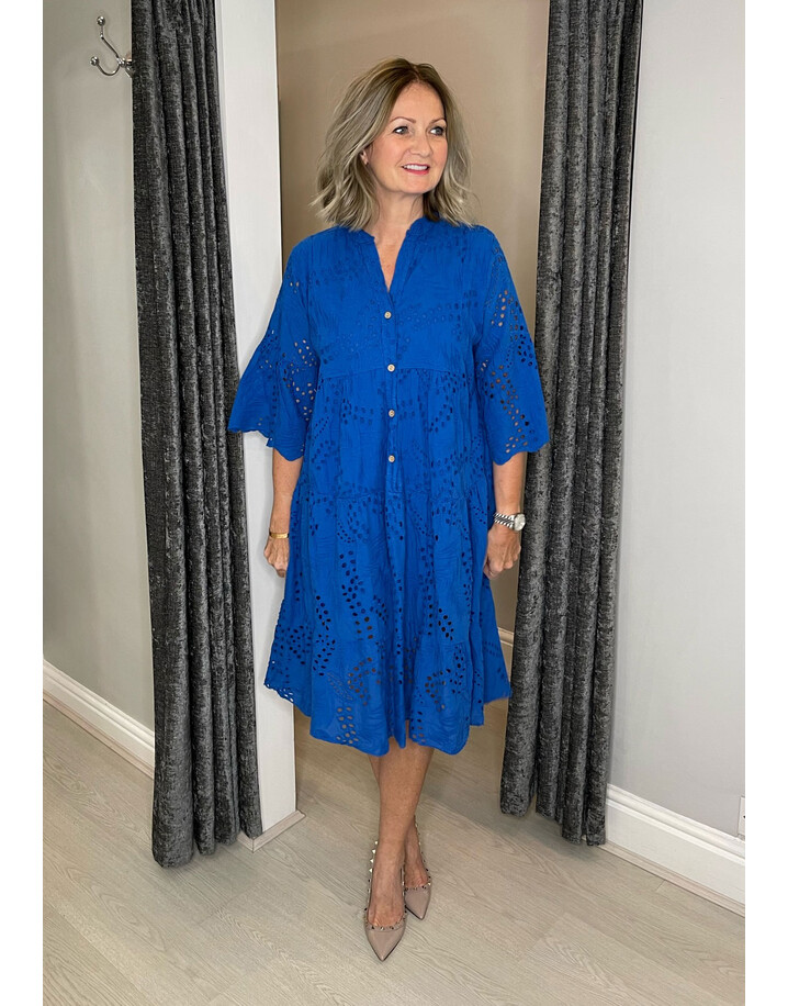 Lucy Cobb Layla Broderie Smock Dress - Royal