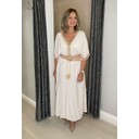 Maya Plain Tassel Dress - White