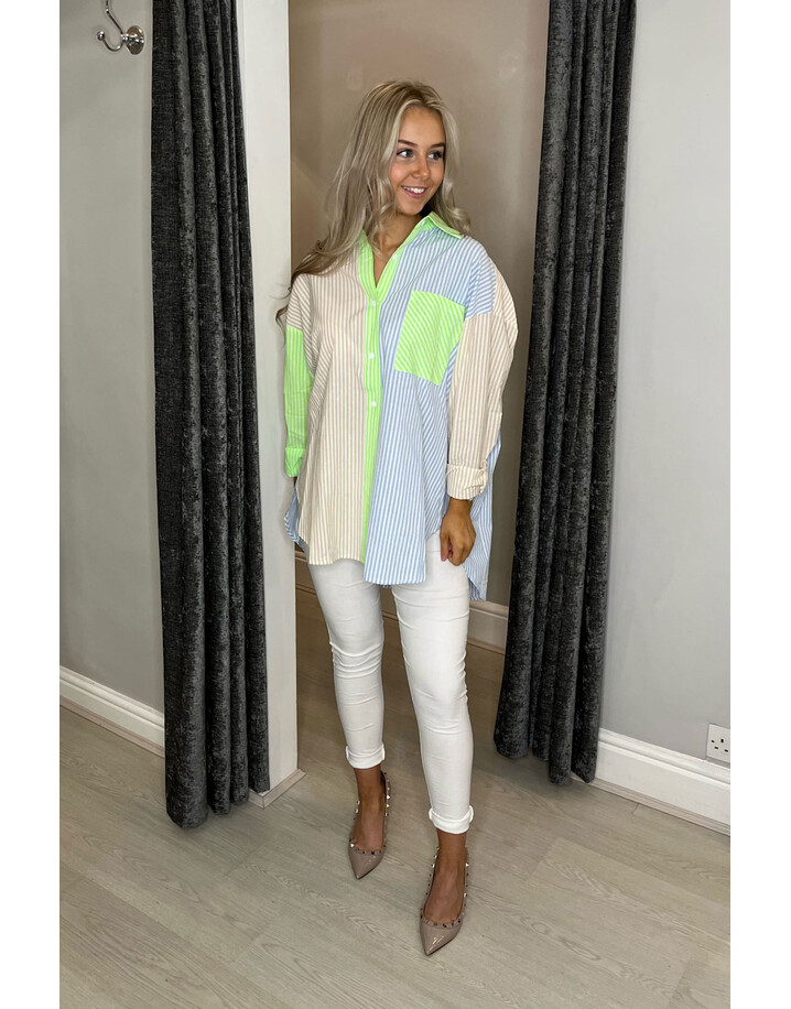 Lucy Cobb Verona Stripe Cotton Shirt - Pale Blue Mix