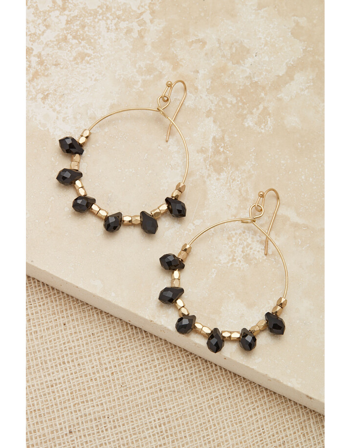 Envy Beaded Hooped Drop Earrings  - Gold