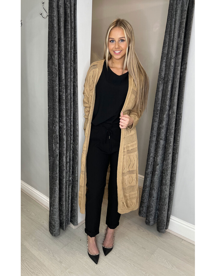 Lucy Cobb Leanne Longline Cardigan - Camel