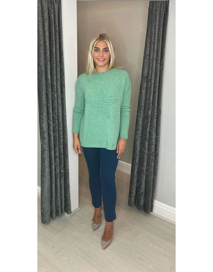 Lucy Cobb Super Soft Luxury Star Jumper - Apple Green