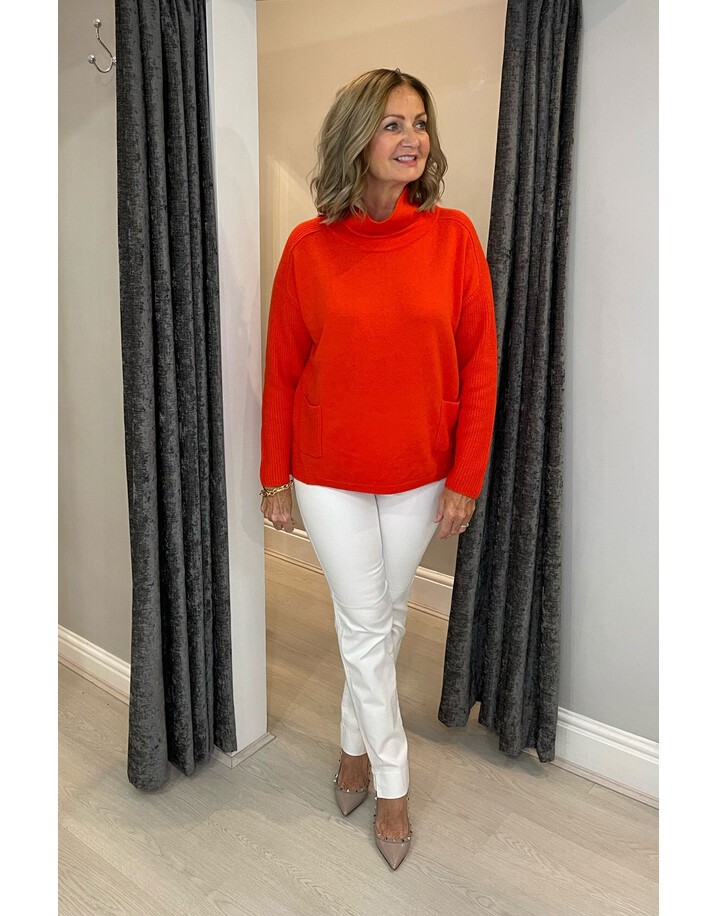 Oui Cowl Neck Jumper With Pockets - Burnt Orange