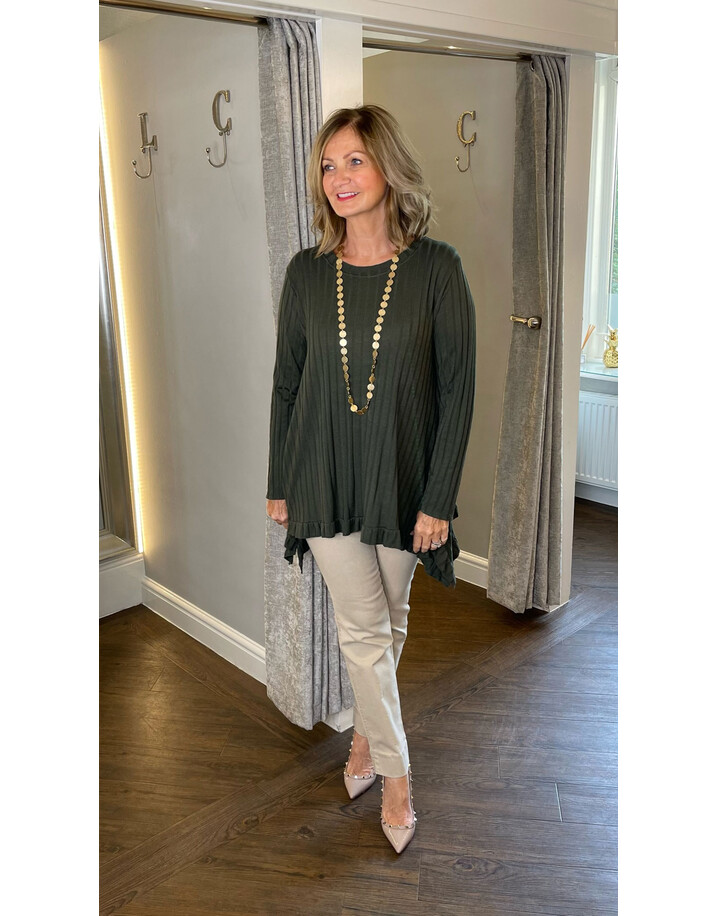 Lucy Cobb Rosa Ribbed Knitted Top - Khaki