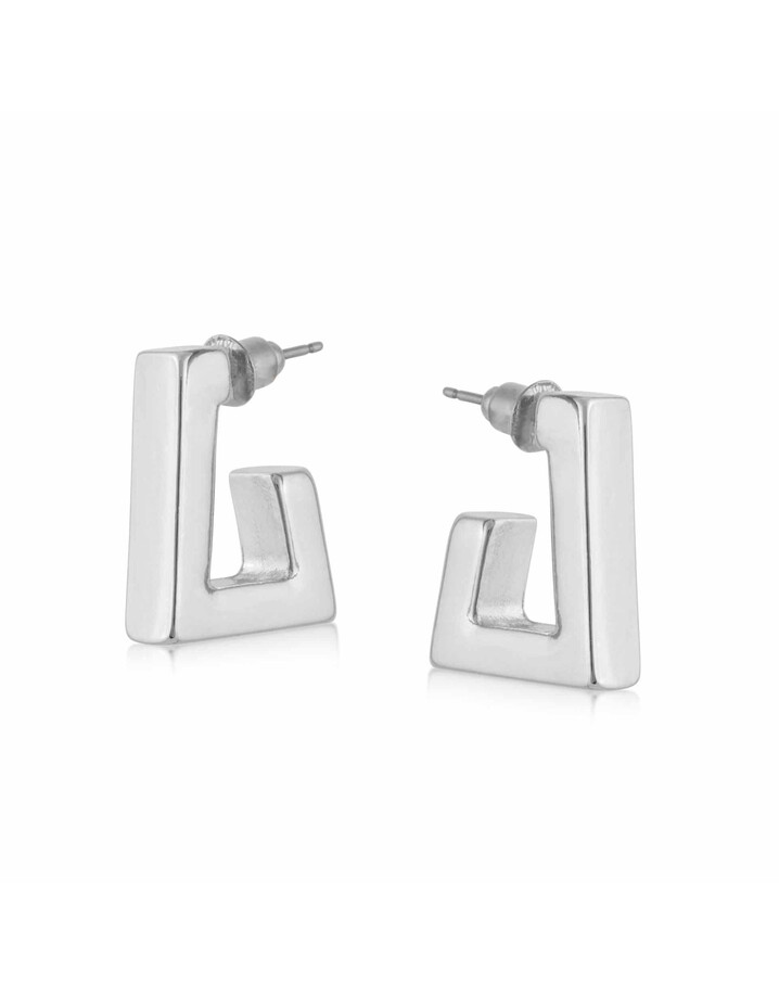 Big Metal London Ariana Metal Square Earrings - Silver