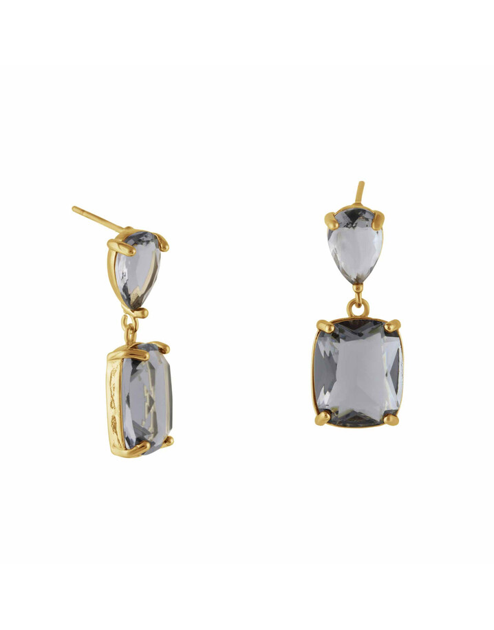 Big Metal London Anais Allure Stone Cut Luxe Earrings - Grey