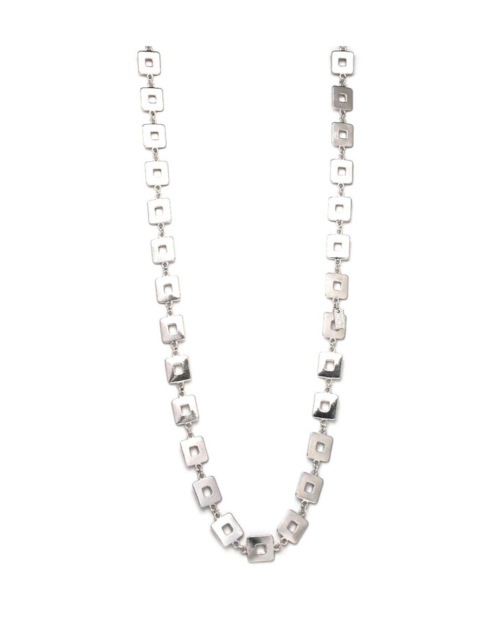 Envy Square Chain Long Necklace 1448 - Silver