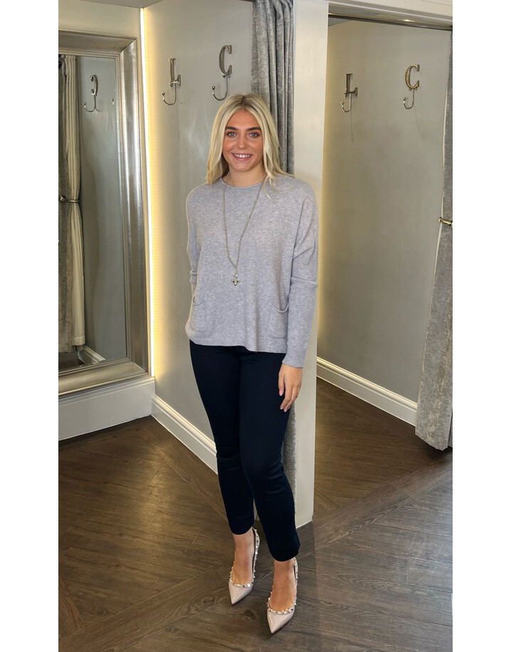 Lucy Cobb Phoebe Super Soft  Pocket Jumper - Silver