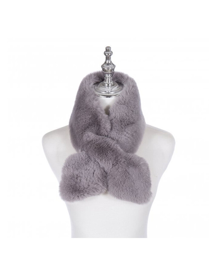 Park Lane Faye Faux Fur Scarf - Light Grey