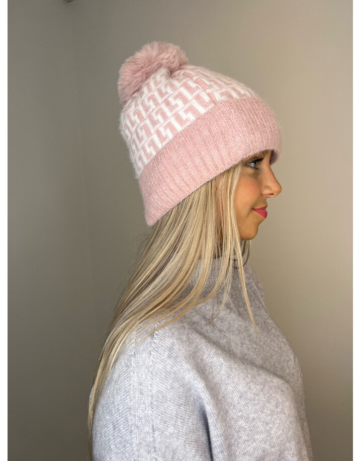 Lucy Cobb Accessories Frankie Faux Fur Bobble Hat - Baby Pink