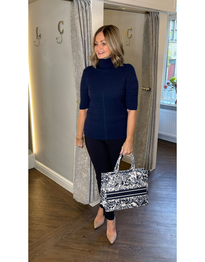 Lucy Cobb Carina Cable Knit Jumper - Navy