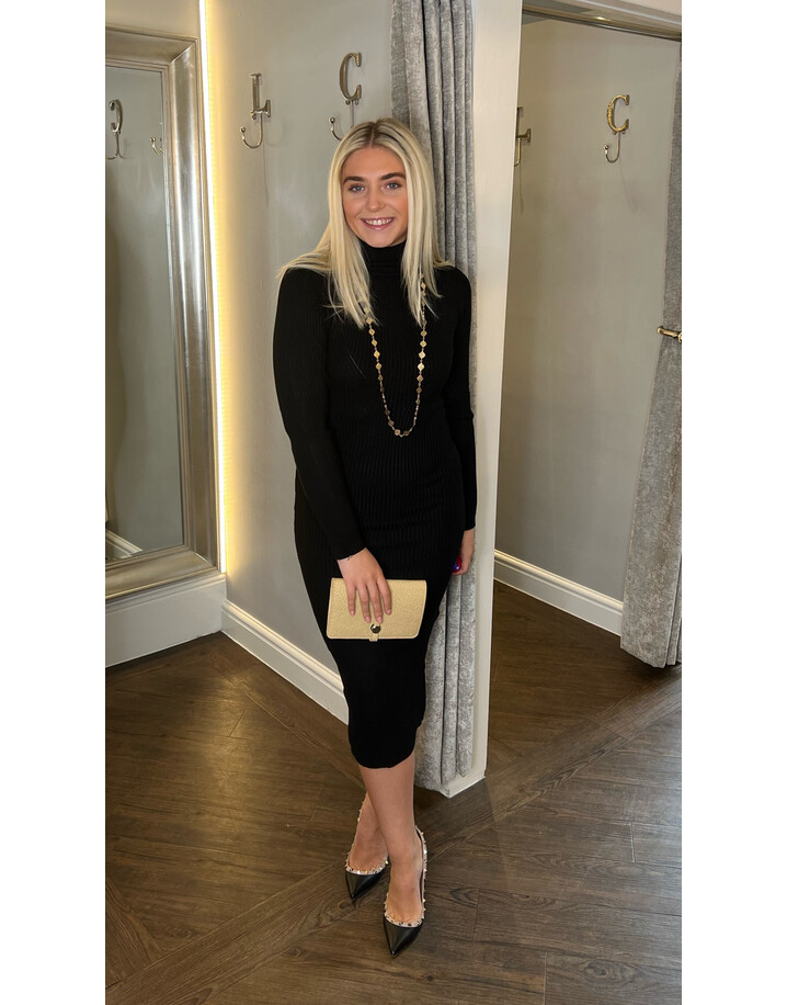 Lucy Cobb Kate Knitted Midi Dress - Black