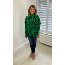 Emily Leopard Roll Neck Jumper - Emerald