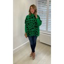 Emily Leopard Roll Neck Jumper - Emerald - Alternative 1