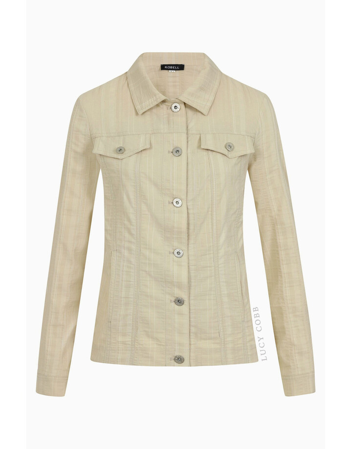 Robell Seersucker Happy Jacket - Beige