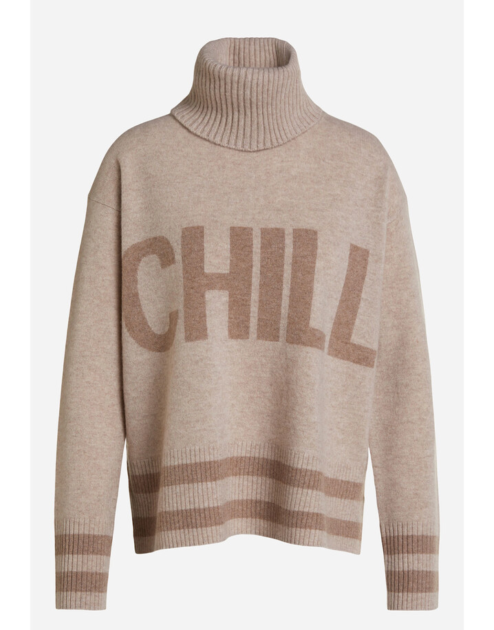 Oui Chill Roll Neck Jumper - Stone Mix
