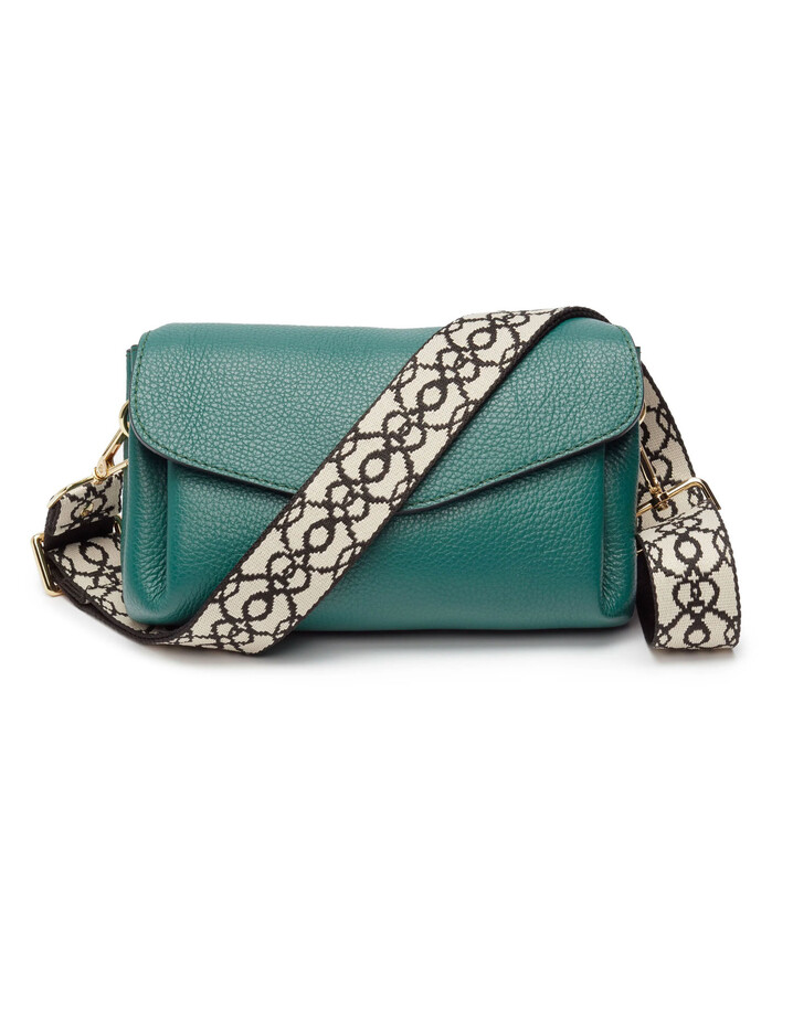 Elie Beaumont Leather Envelope Bag  - Peacock Green with Baroque 