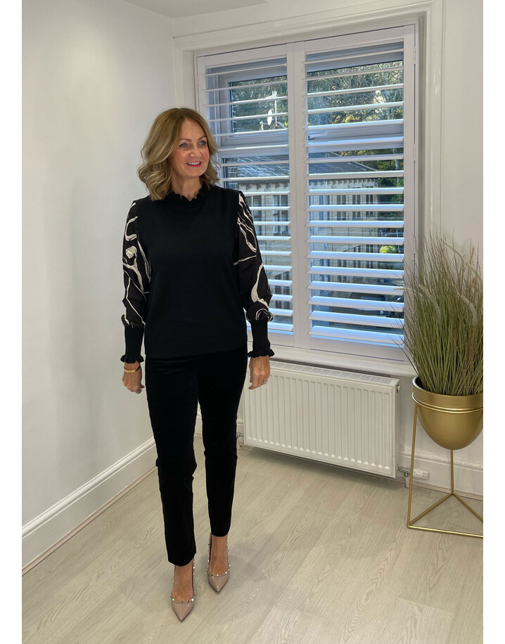 Lucy Cobb Miley Marble Sleeve Jumper - Black
