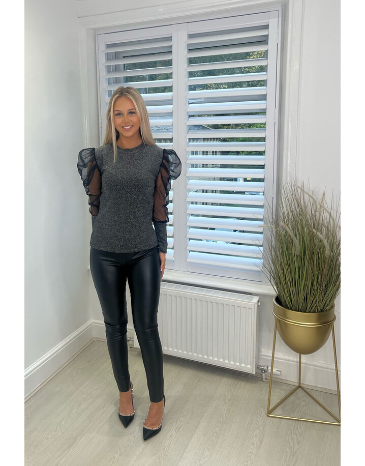 Lucy Cobb Salsa Puff Sleeve Top  - Silver