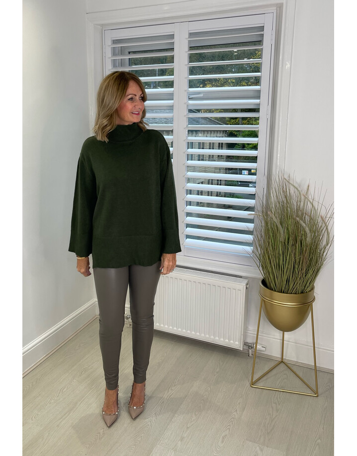 Lucy Cobb Helena High Neck Jumper  - Khaki