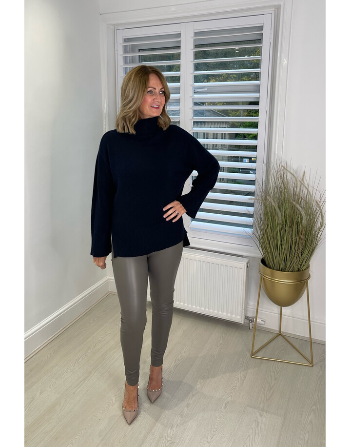 Lucy Cobb Helena High Neck Jumper  - Navy