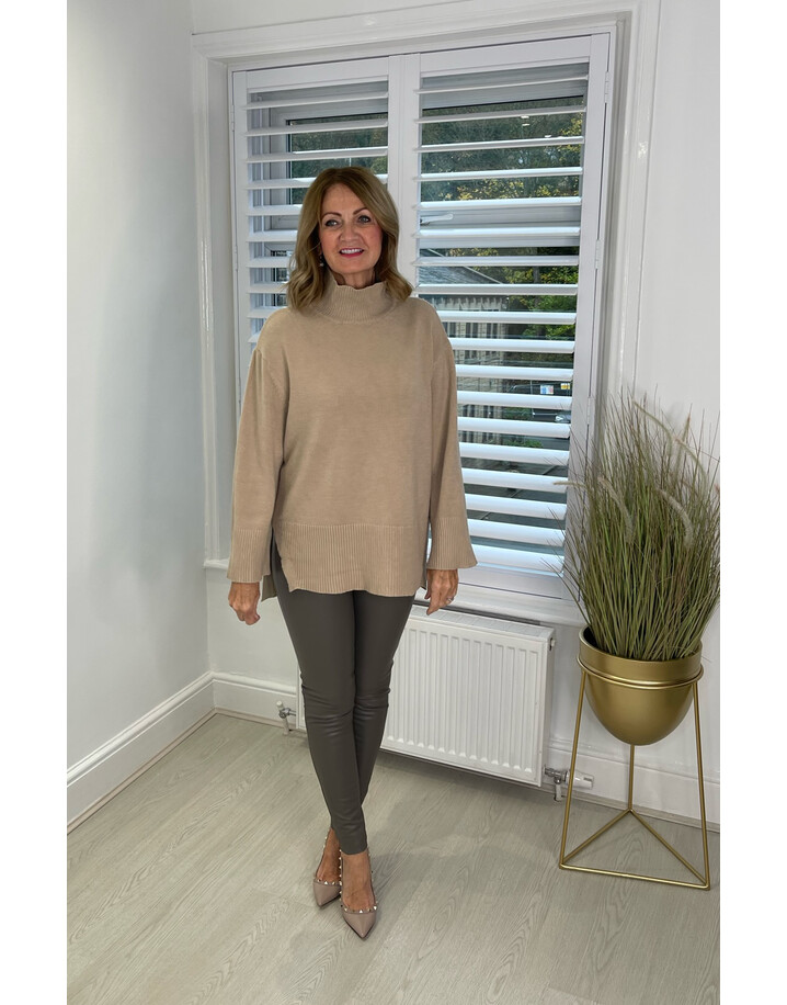 Robell Enie Faux Leather Trousers - Storm Grey