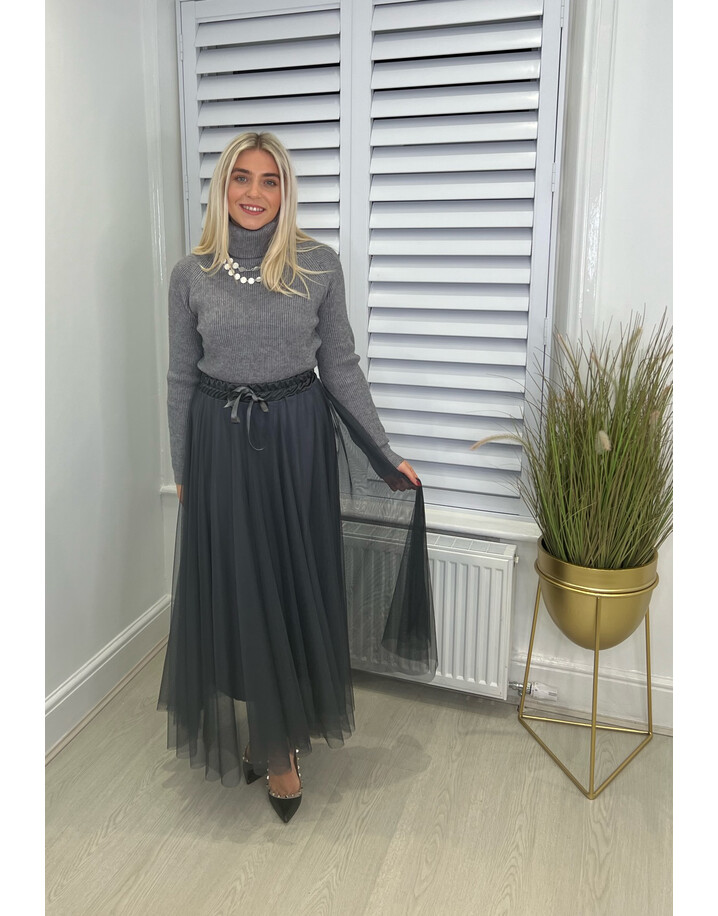Lucy Cobb Tasha Tulle Skirt - Slate