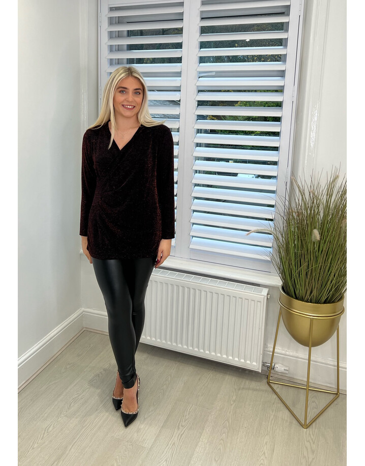 Lucy Cobb Corey Crossover Sparkle Top - Red Sparkle