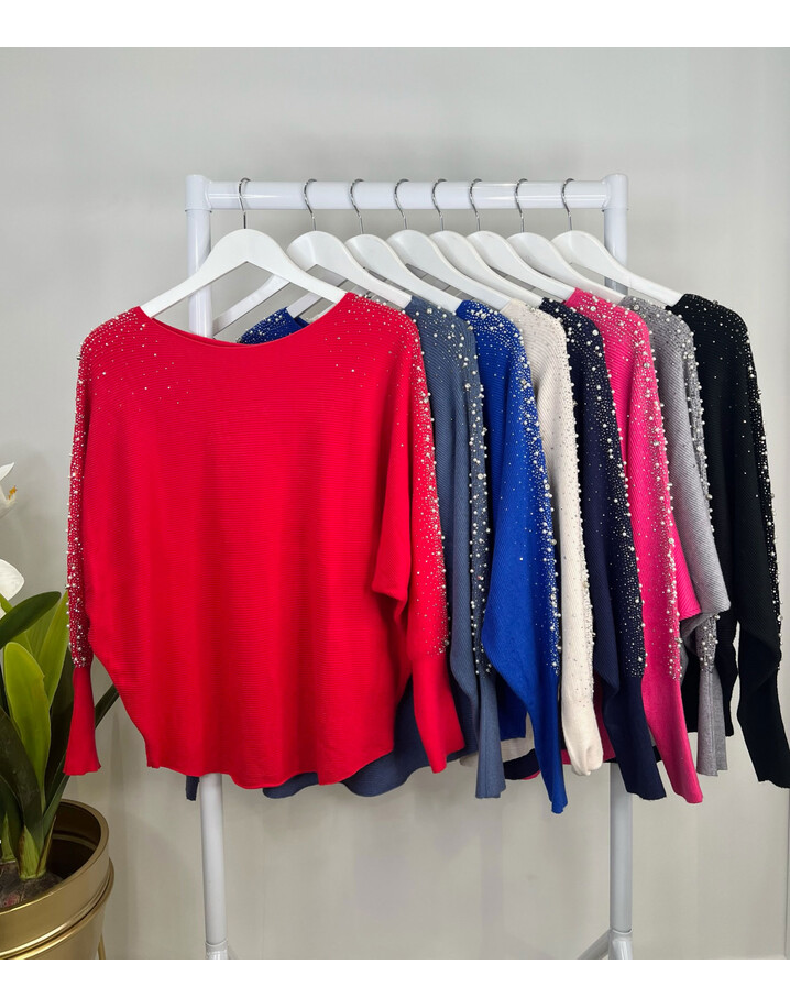 Lucy Cobb Toni Pearl Sleeve Jumper - Red