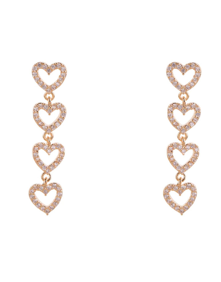 Lucy Cobb Jewellery Heart Drop Earrings - Gold