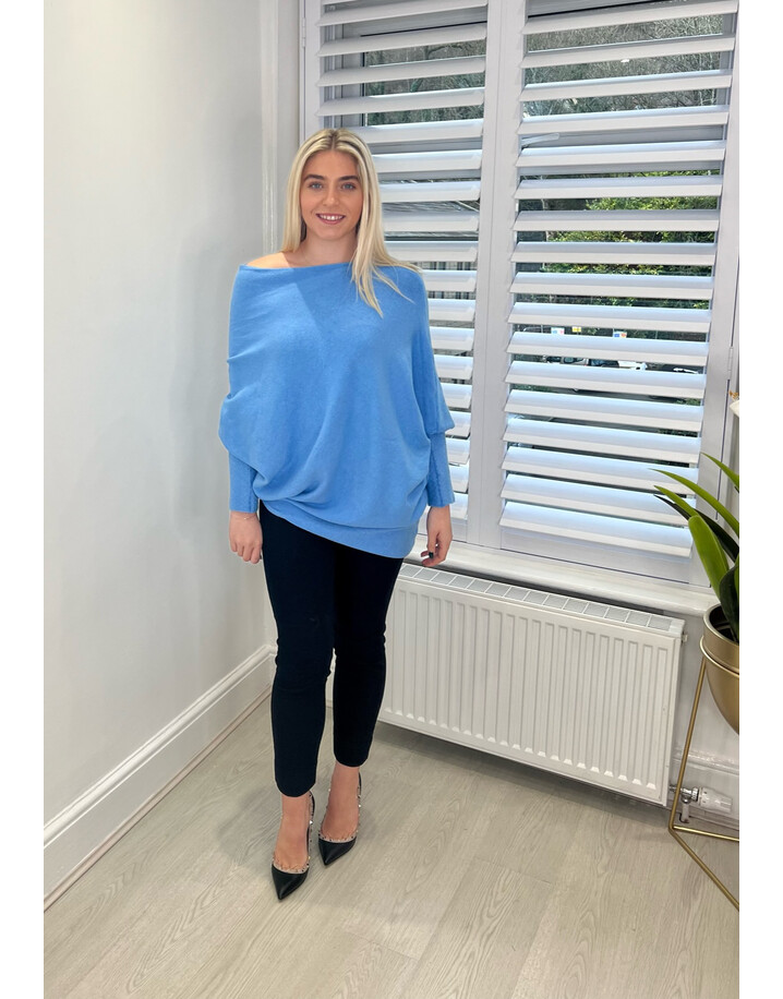 Lucy Cobb Mandy Asymmetric Jumper  - Cornflower Blue