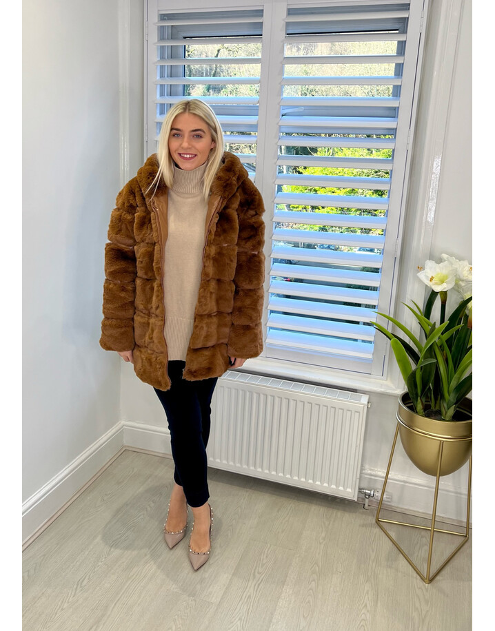 Lucy Cobb Faye Faux Fur Jacket - Camel