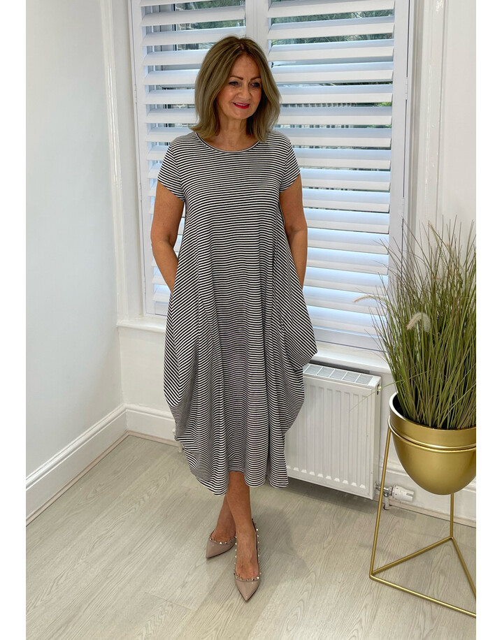 Lucy Cobb Simone Striped Parachute Dress - Navy