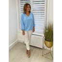 Violet V neck Blouse - Light Blue