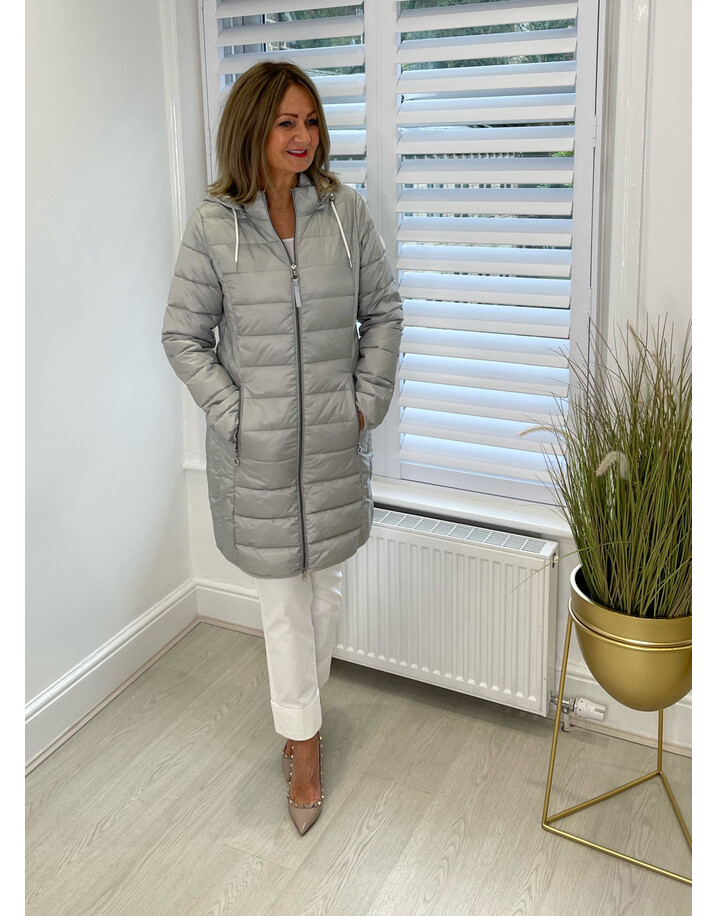 Frandsen Farrah Padded Longline Jacket - Pearl Grey
