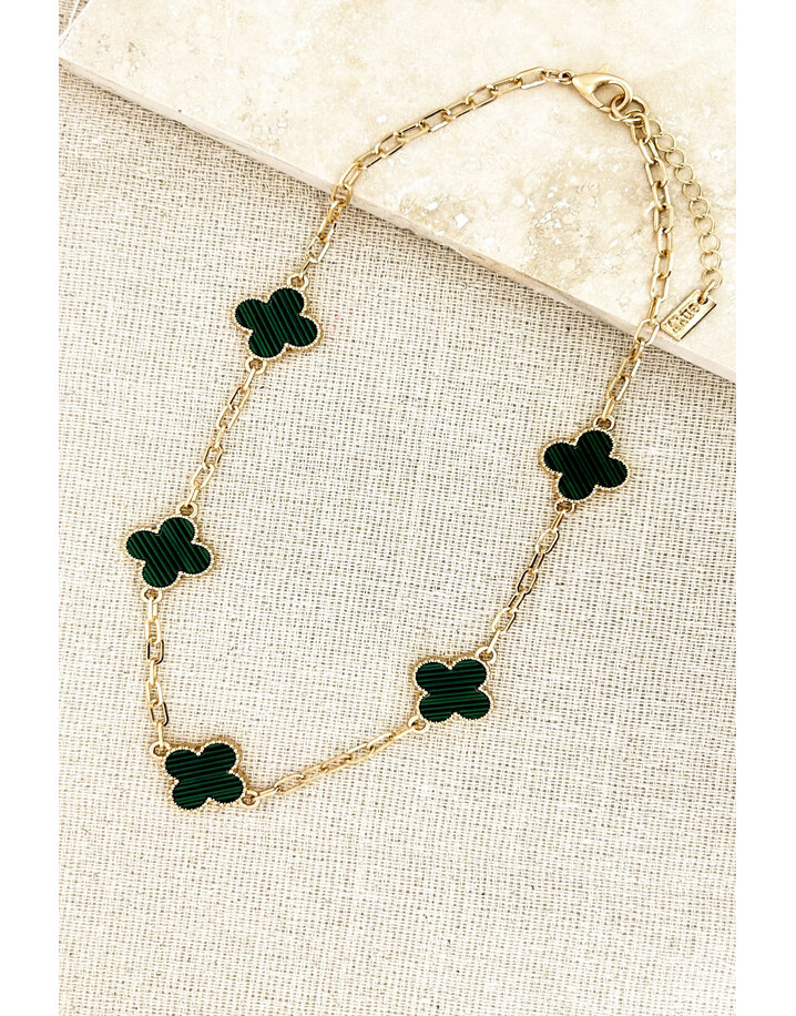 Envy Clover Short Necklace  - Emerald & Gold