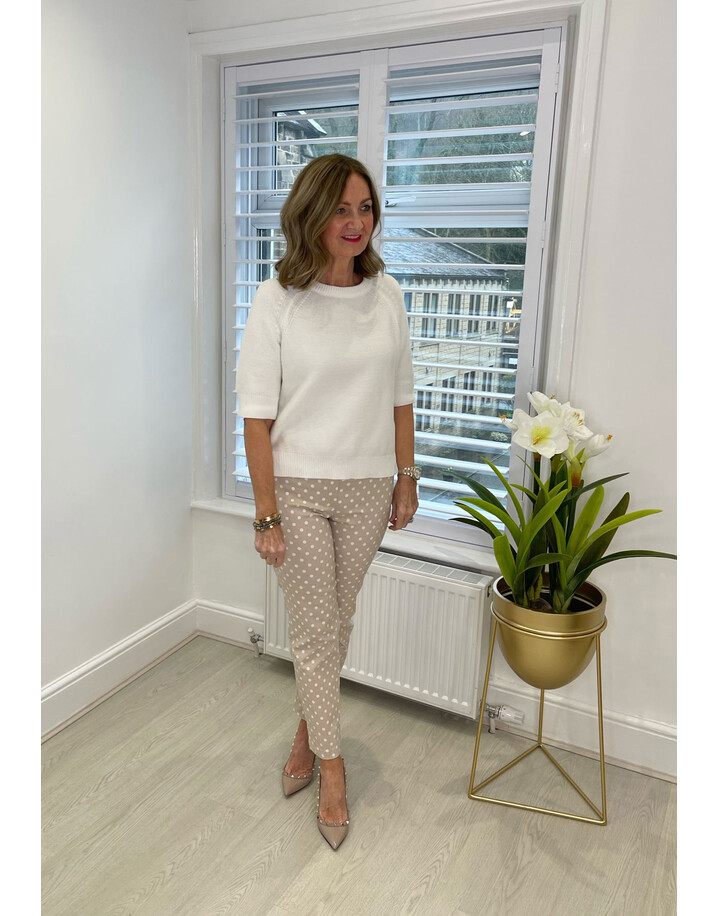 Robell Bella 09 Spot Trousers - Beige Spot
