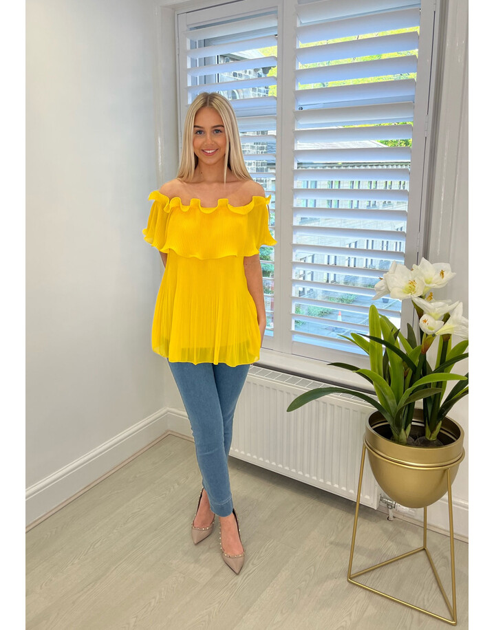 Lucy Cobb Bonnie Bardot Frill Top - Yellow