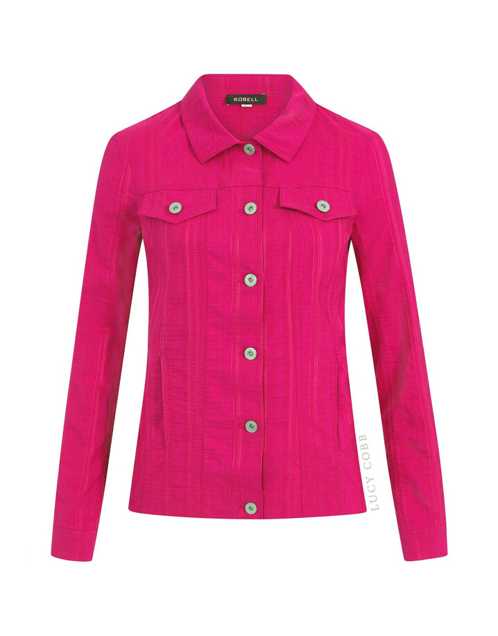 Robell Seersucker Happy Jacket - Hot Pink