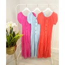 Bianca Plain Bardot Maxi Dress  - Coral - Alternative 1