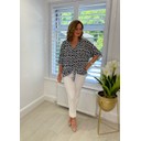 Morocco Tie Front Blouse - Navy