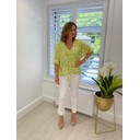 Lena Leopard Knot Front Blouse  - Lime