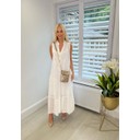 Sardinia Broderie Sleeveless Midaxi Dress - White