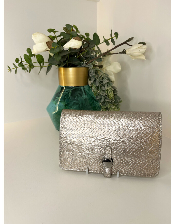Lucy Cobb Bags Hope Travel Wallet in Champagne Croc