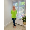 Sicily Sequin V neck Top - Lime