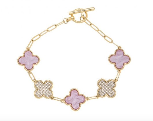 Park Lane Clover Bracelet in Pink & Gold