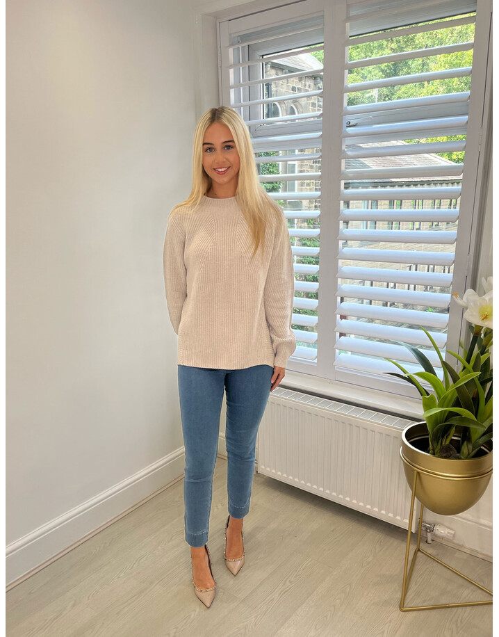 Oui Ribbed Jumper  - Stone