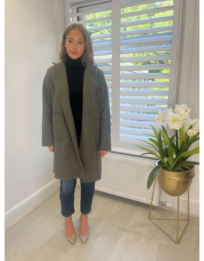 Lucy Cobb Wren Boucle Coat - Khaki