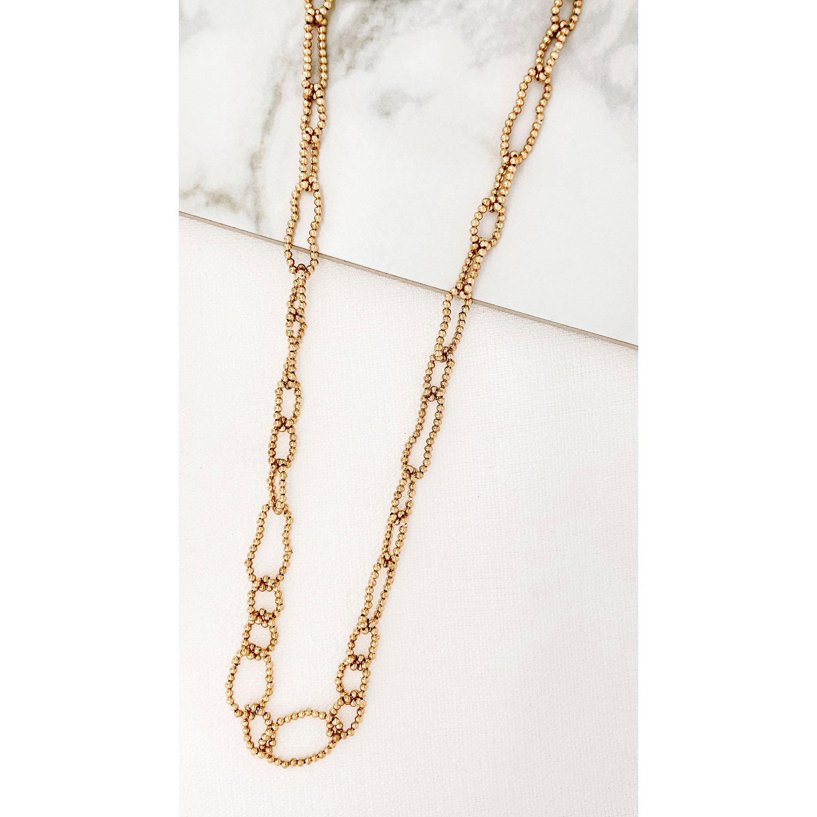 Envy Beaded Loop Long Necklace in Gold
