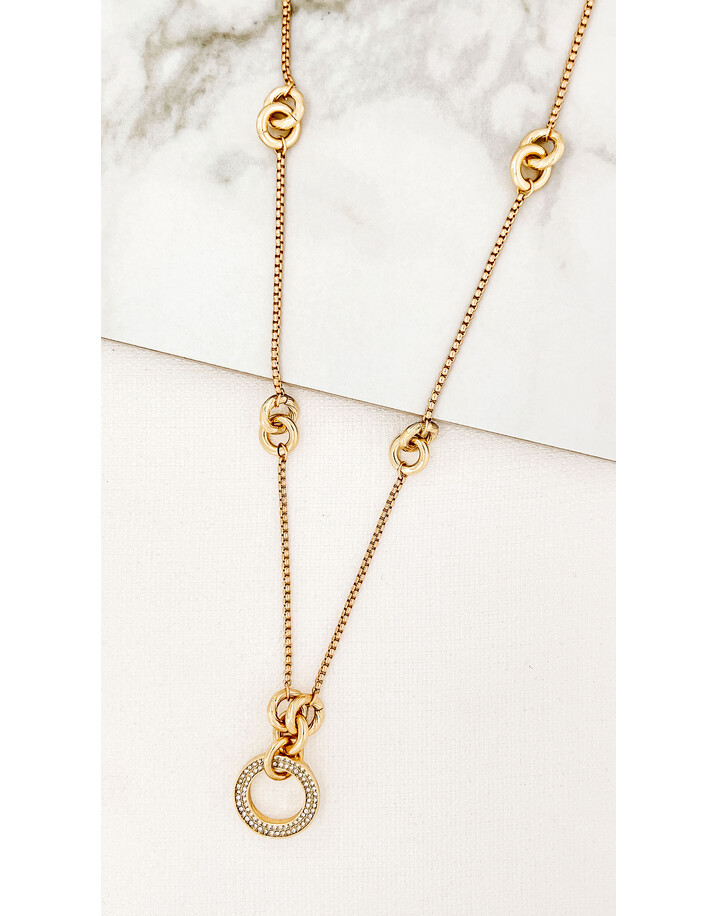 Envy Circle Pendant Long Necklace - Gold